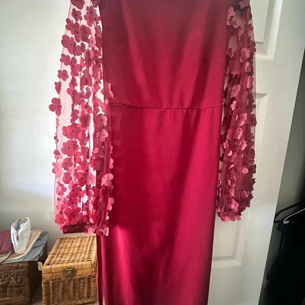 Chic Long Sleeve Dress with Floral Accents